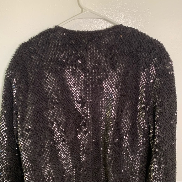 Vero Moda Starlight Jacket Black Sequin Teddy Bomber - Picture 8 of 12